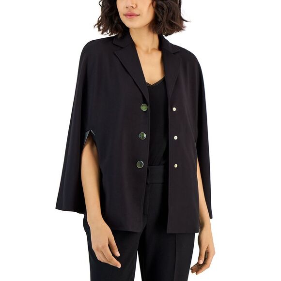 Women's Notch-Collar Cape-Sleeve Jacket Anne Black M